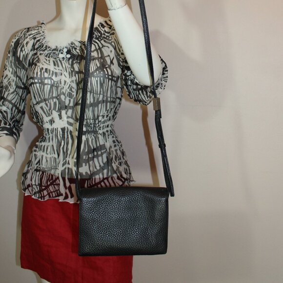 Aritzia Auxiliary Calisch Leather Flap Crossbody Black lined shoulder mini bag - Picture 3 of 9